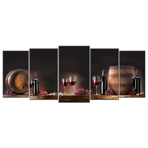 Wine Barrels - 5 panels