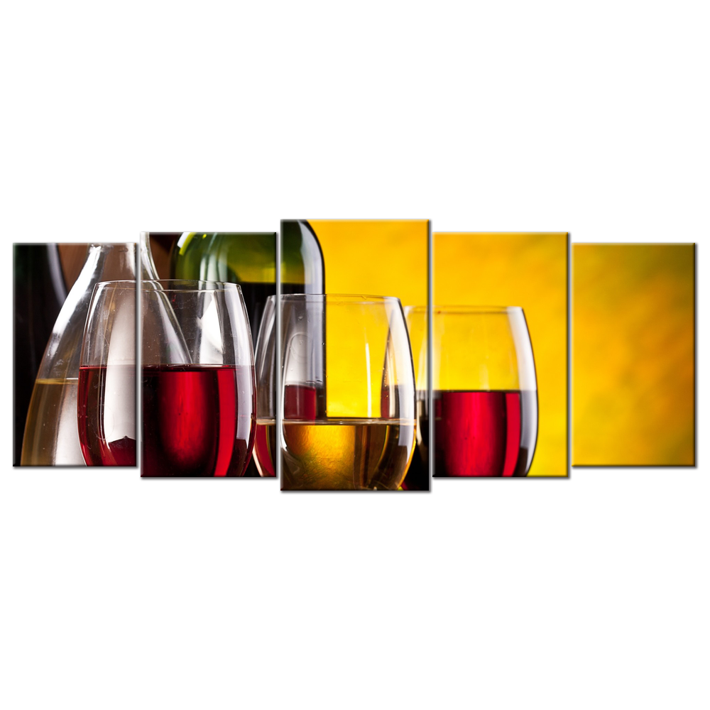 Red & White Wine Glasses- 5 panels