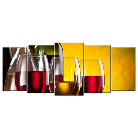 Red & White Wine Glasses- 5 panels