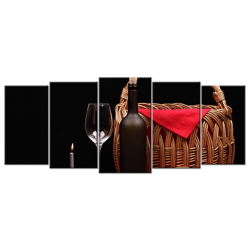 Wine Glass Fruit Flowers Bread And Basket - 5 panel