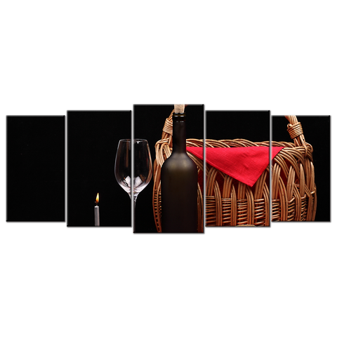 Wine Glass Fruit Flowers Bread And Basket - 5 panel