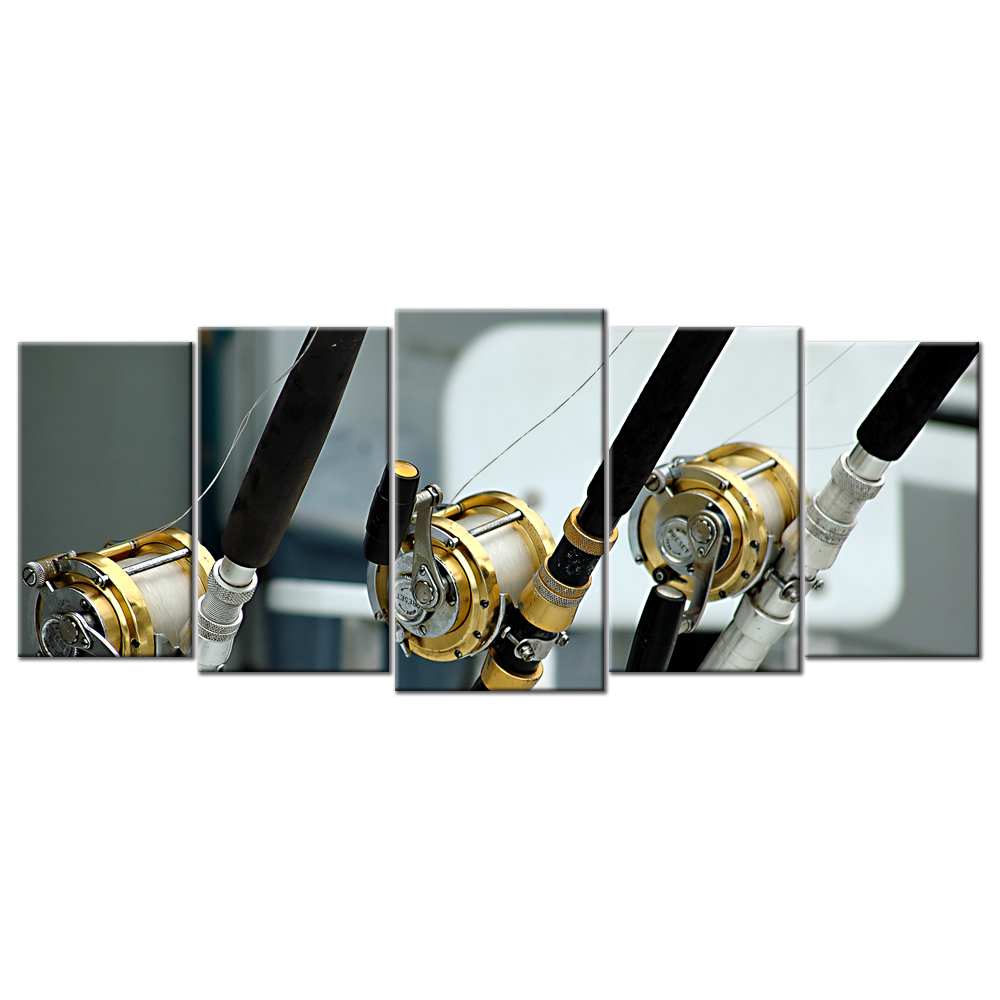 Three Fishing Rods - 5 Panels L