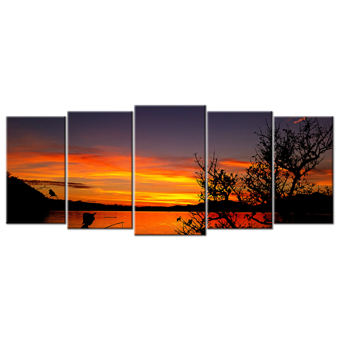 Boy Fishing Sunset - 5 Panels L