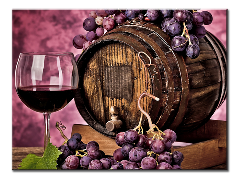 Grapes Barrel Wine - 1 panel