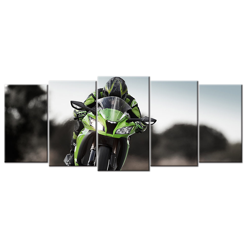 Green Motorcycle - 5 panel