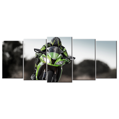 Green Motorcycle - 5 panel