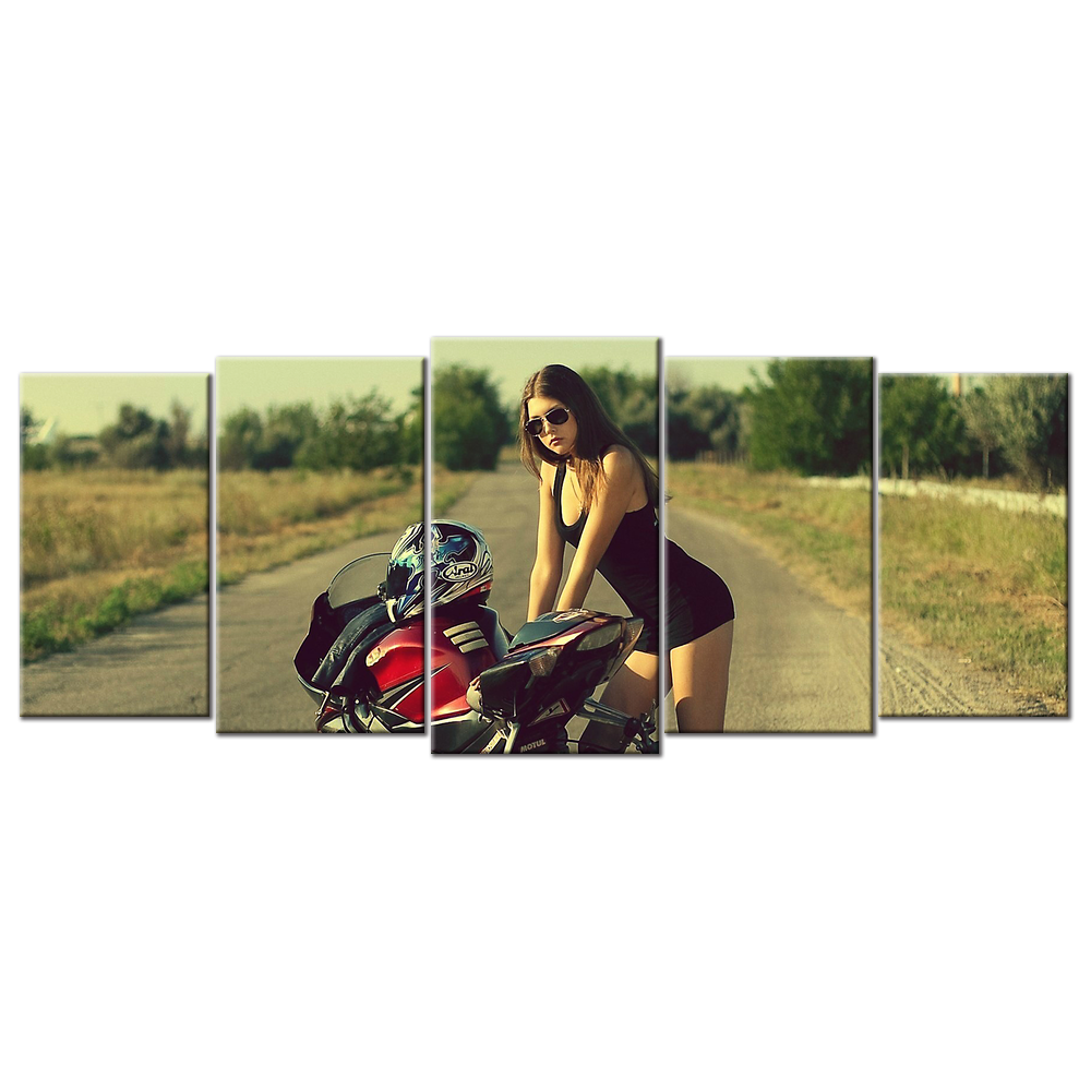 Motorcycle Sexy Lady - 5 panels XL