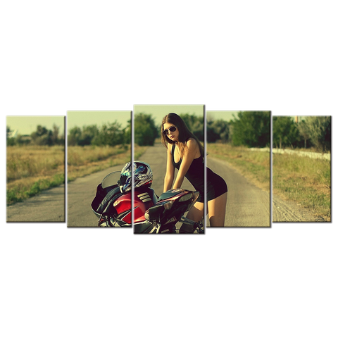 Motorcycle Sexy Lady - 5 panels XL