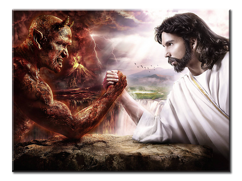 Jesus Devil Arm Wrestling  - 1 panel L