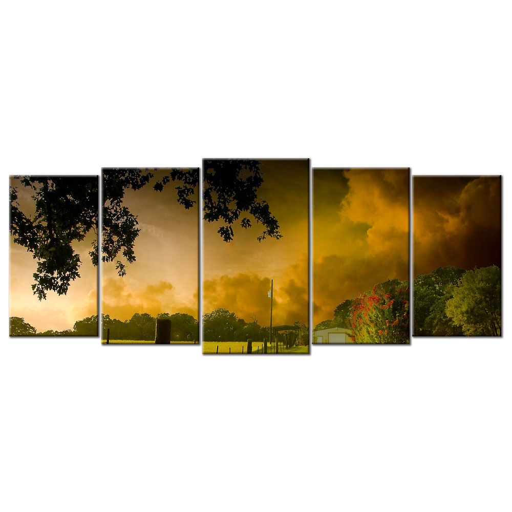 Village Scenery Beautiful Landscape - 5 panelS XL