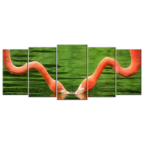 Flamingos Drinking - 5 Panels XL