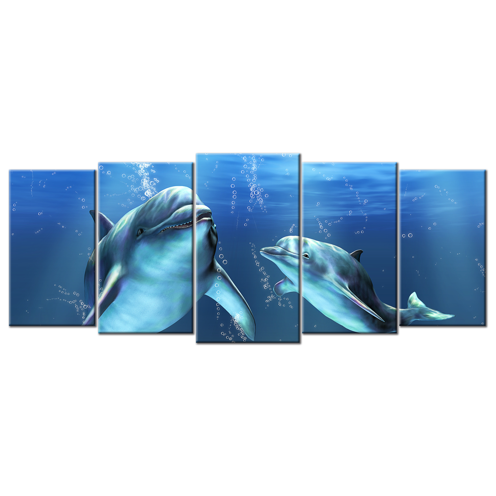 Two Dolphins - 5 Panels XL