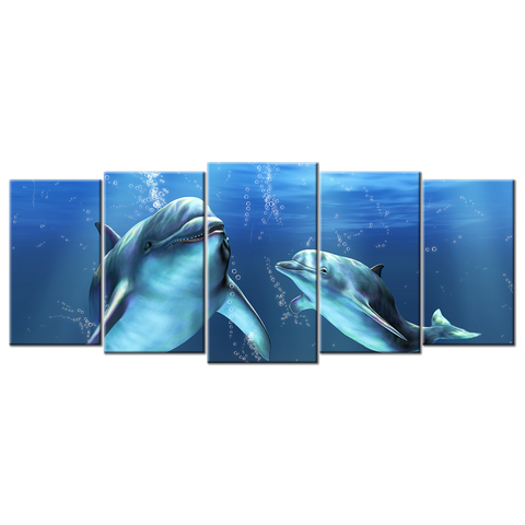 Two Dolphins - 5 Panels XL