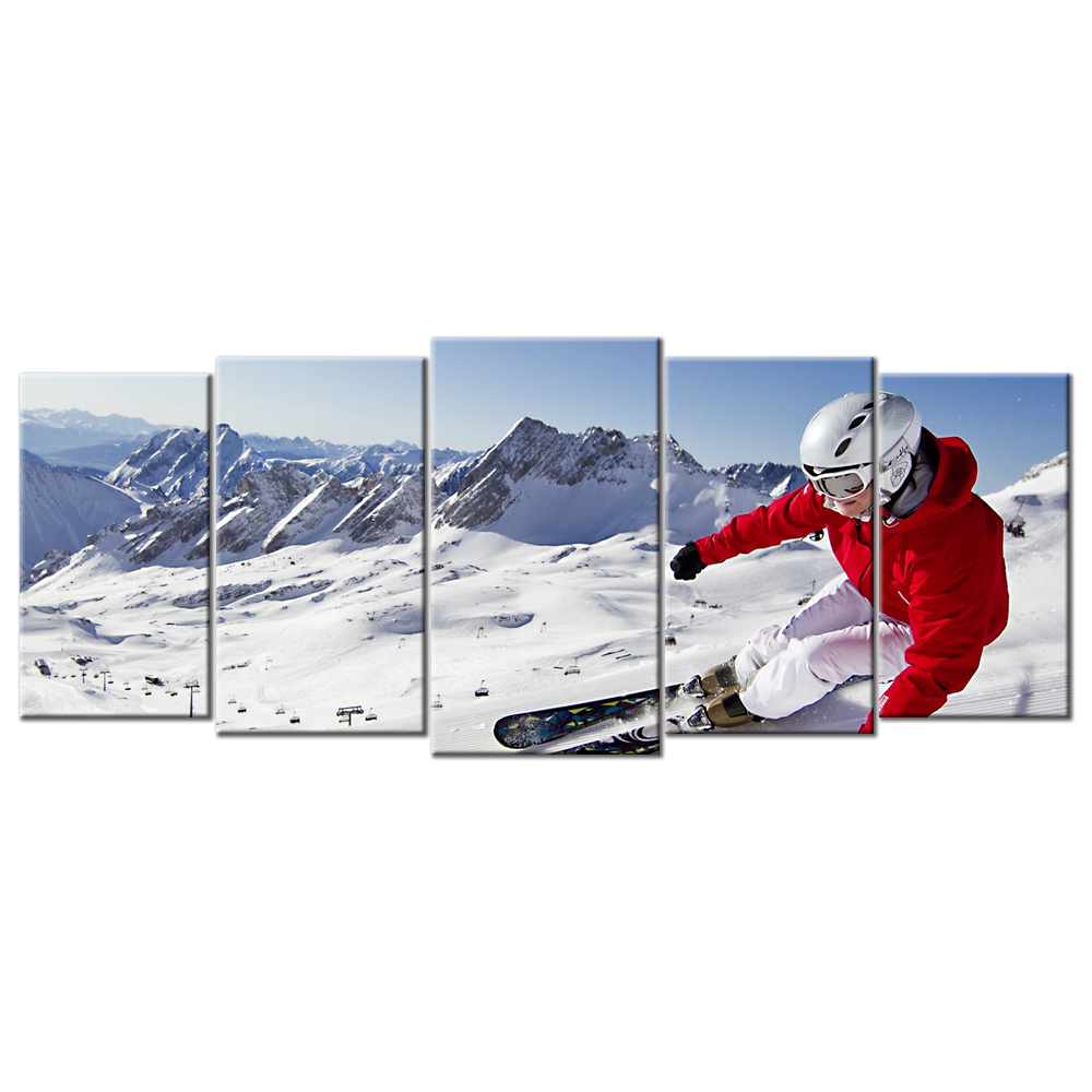 Snow Mountains Blue Skies Skiing Carving - 5 Panels XL