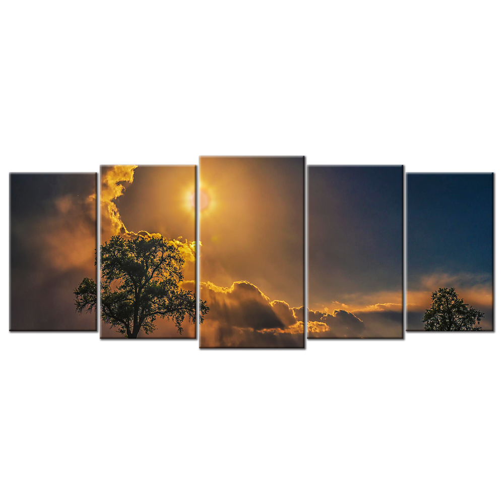 Field Trees Grass Sky Cloudy - 5 panels L
