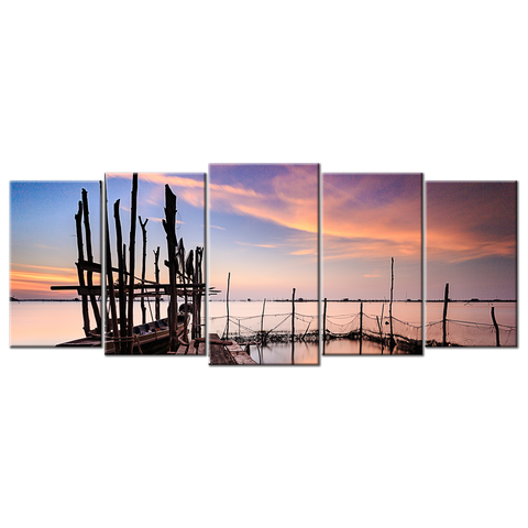 Sunset In The Lake - 5 panels