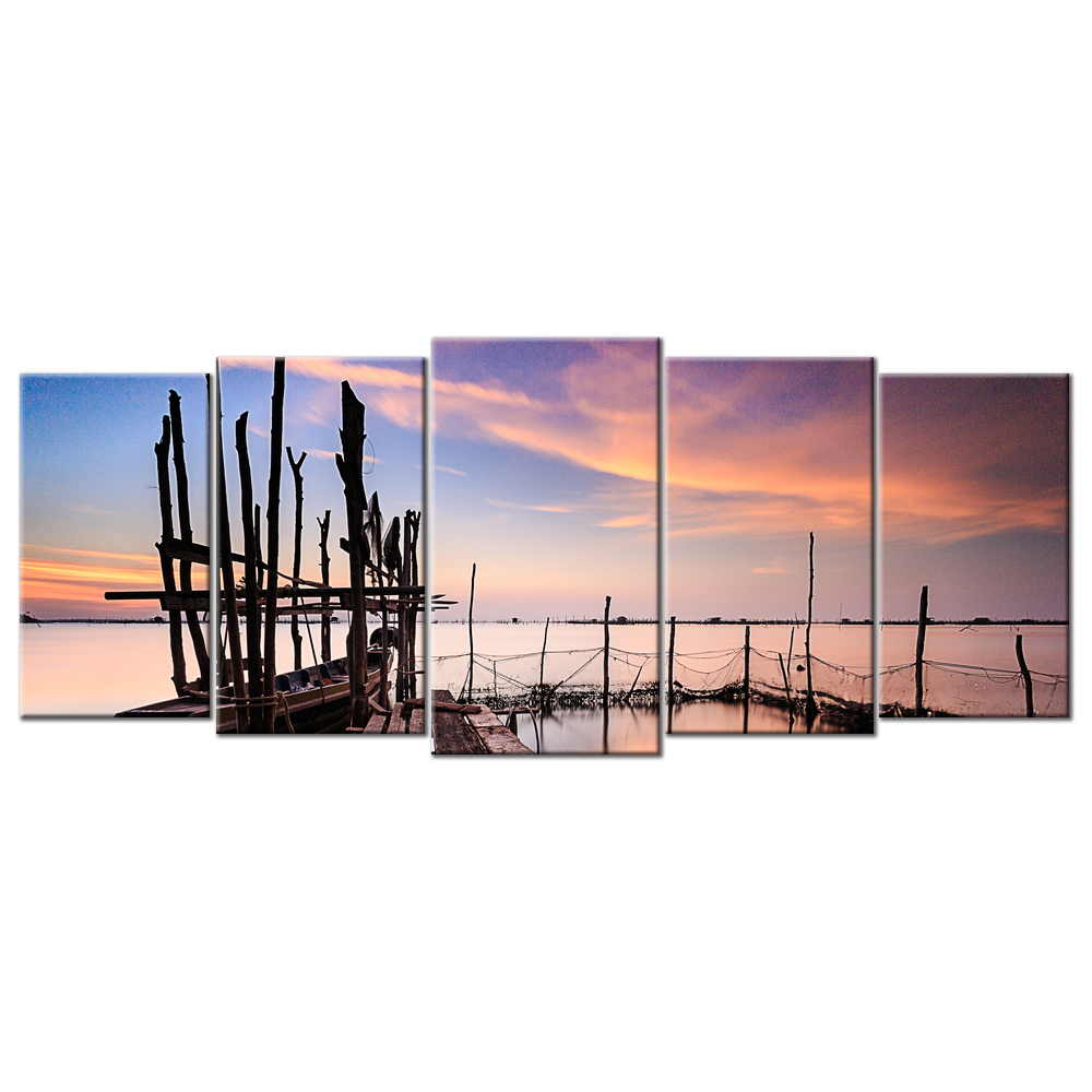 Sunset In The Lake - 5 panels XL