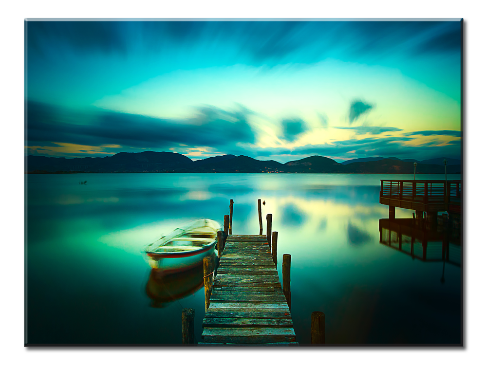 Wooden Pier With Boat Calm Lake - 1 panel XL