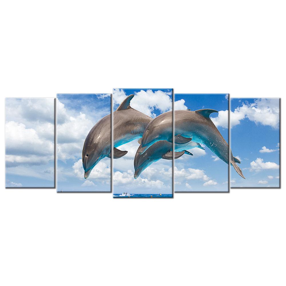 Jumping Dolphins - 5 panels XL
