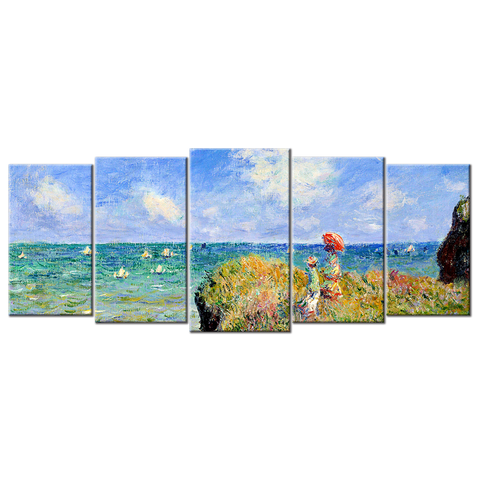 Monet Oil Painting Stock Photo 01 - 5 panels L